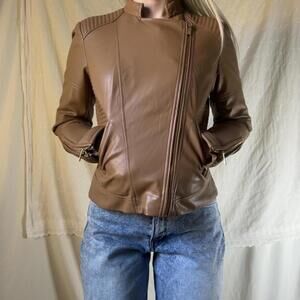 Caramel faux leather Calvin Klein jacket